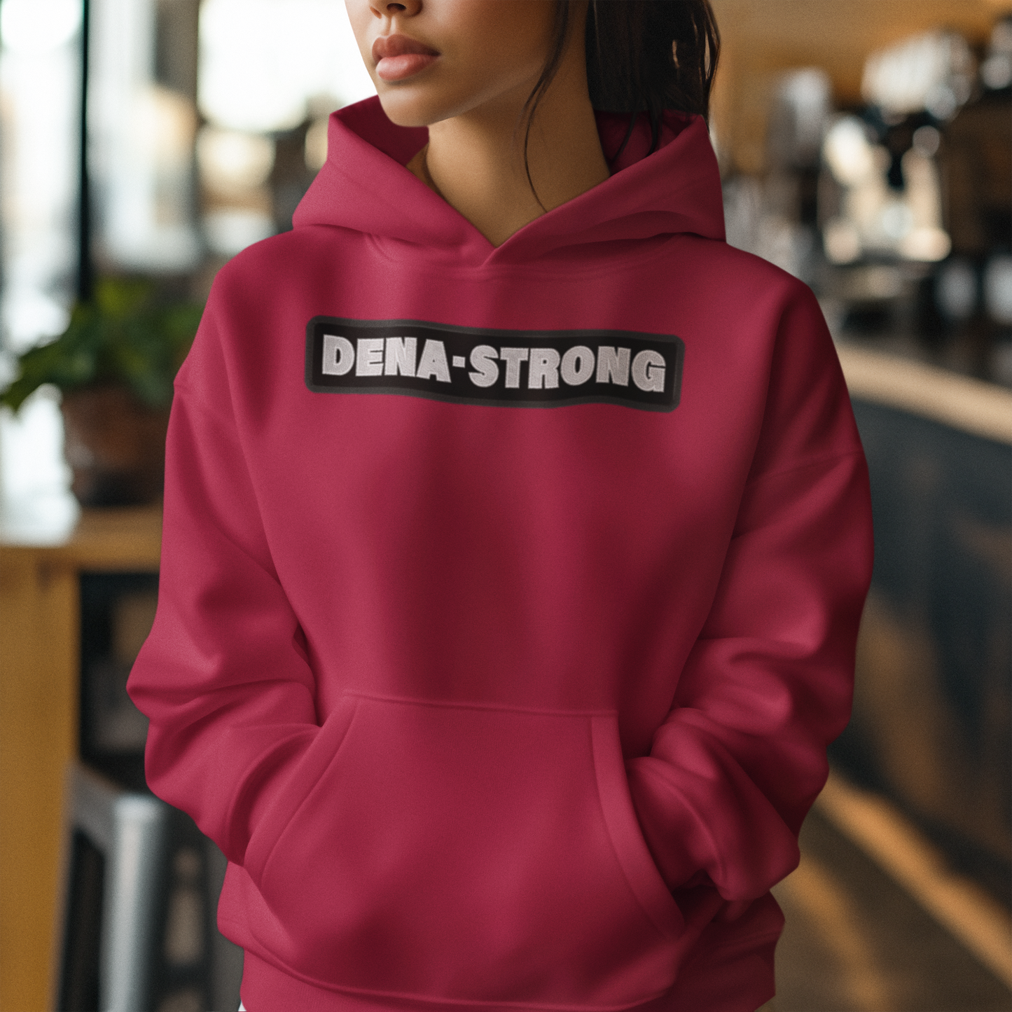 Dena-Strong Red Custom Embroidery Hoodie