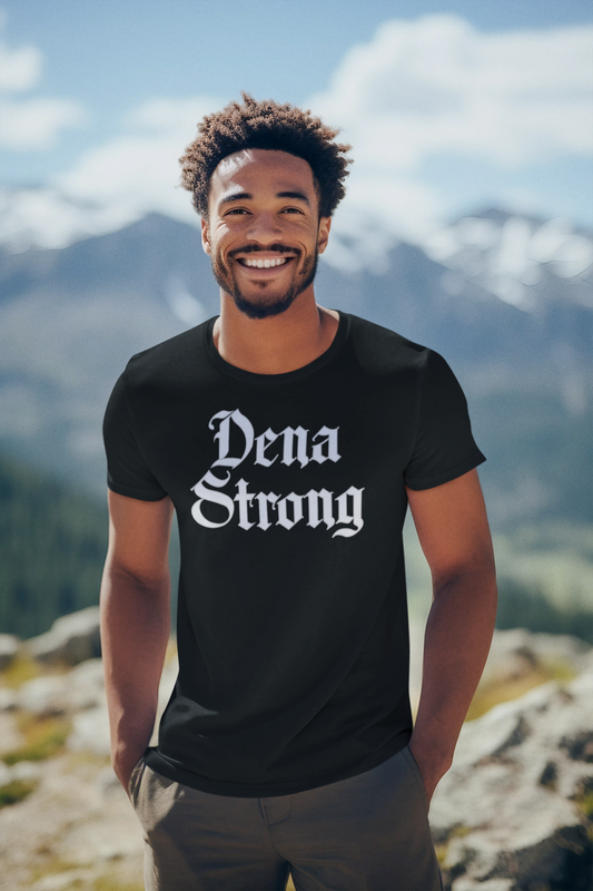 Dena Strong black short sleeve T-shirt w/ DTG white print