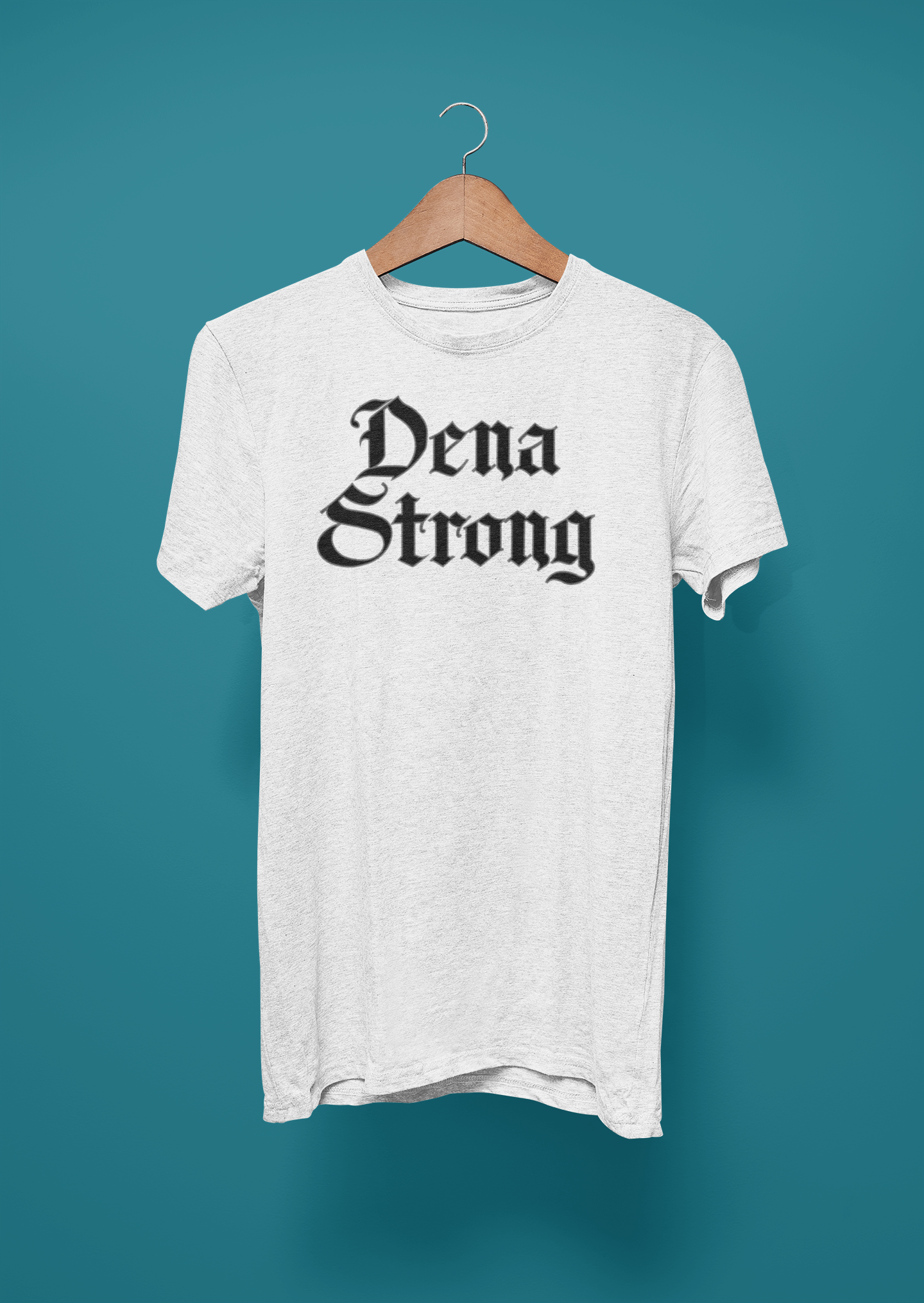 Dena Strong short sleeve white T-Shirt with DTG black gothic print