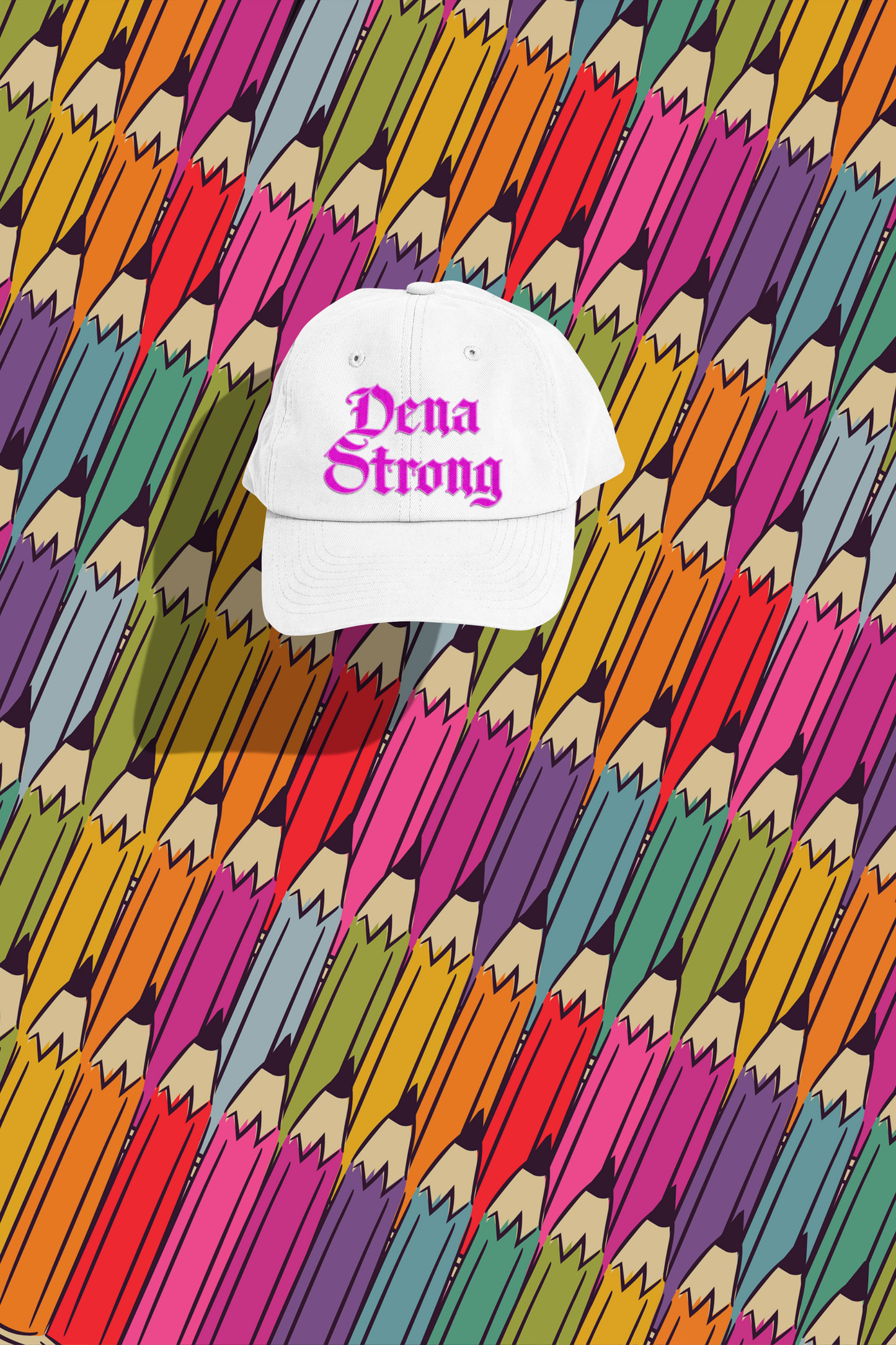 Dena Strong Dad hat in white with bright pink custom embrpoidery