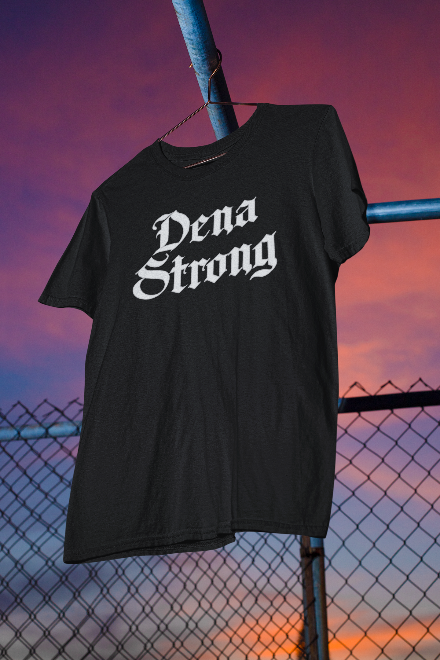 Dena Strong black short sleeve T-shirt w/ DTG white print