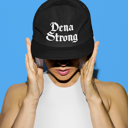 Dena Strong Dad hat in black with white custom embroidery