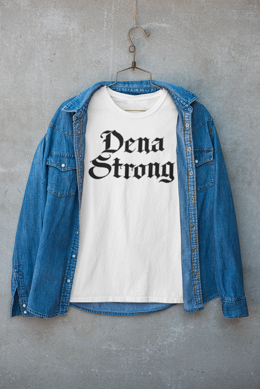 Dena Strong short sleeve white T-Shirt with DTG black gothic print