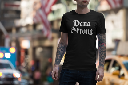 Dena Strong black short sleeve T-shirt w/ DTG white print